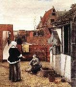 Woman and Maid in a Courtyard st, HOOCH, Pieter de